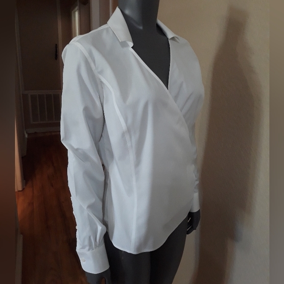 Brooks Brothers Criss cross  White Blouse w/ side zipper - Picture 8 of 12